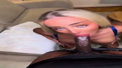 Blonde Tgirl Gives POV Blowjob and Rides