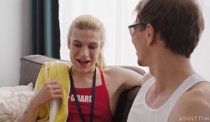 Femboy Lifeguard Gets Deep Dicked by Colleague
