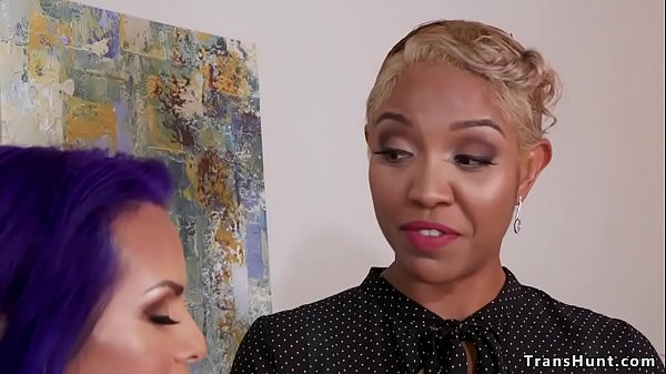 Ebony TS Agent Gets Banged by Shemale