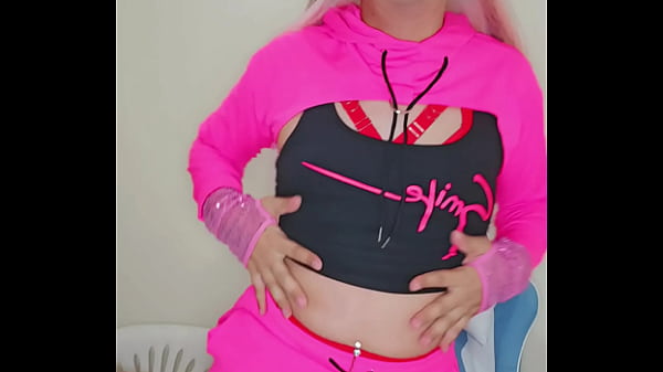 Pink Shemale Strokes Nice Cock