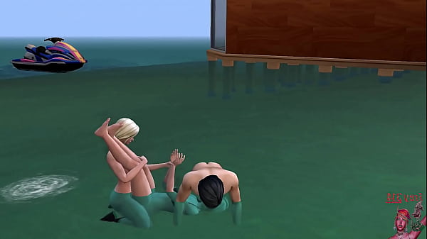 Shemale & Girl Threesome on Beach